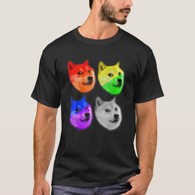 Dogecoin Doge Crypto Top Meme Funny LGBT Flagga LG T Shirt (Framsida)
