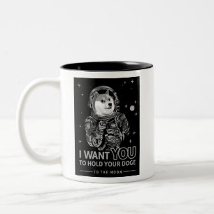 Dogecoin Doge.. Jag vill att du ska till Måne Cryp Två-Tonad Mugg