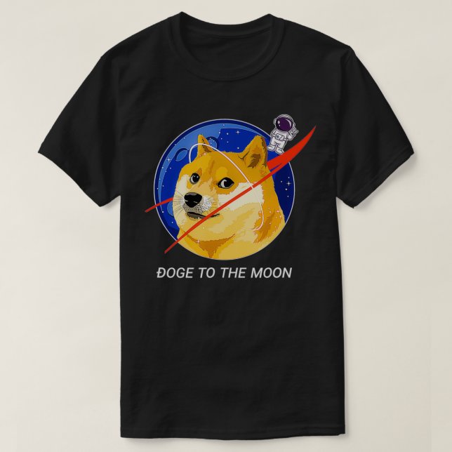 Dogecoin Doge till Måne HODL Crypto Meme T Shirt (Design framsida)