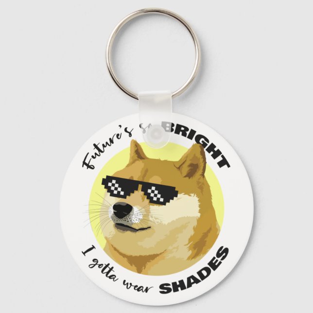 Dogecoin Future Sunglasses Lagrar Market Crypto Nyckelring (Framsida)