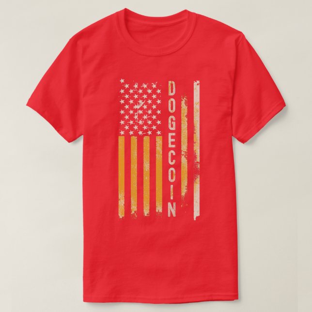 DOGECOIN Guld Flagga T Shirt (Design framsida)