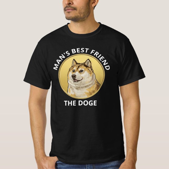 Dogecoin Hund Black T Shirt (Framsida)