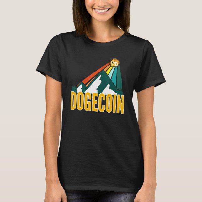 Dogecoin Hund Crypto Mountain Sol Rays Cryptocurre T Shirt (Framsida)