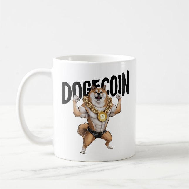 Dogecoin-Hund Kaffemugg (Vänster)