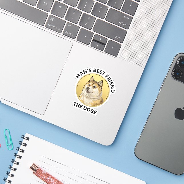 Dogecoin Hund Personlig Klistermärken (Laptop med iPhone)