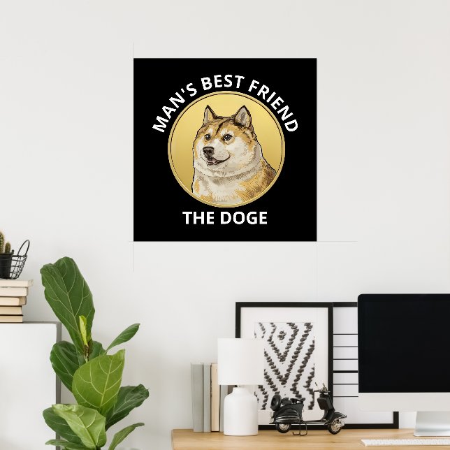 Dogecoin Hund Personlig Poster (Hemmakontoret)