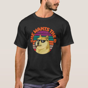 Dogecoin meme Doge Hon vill ha D till Måne T Shirt