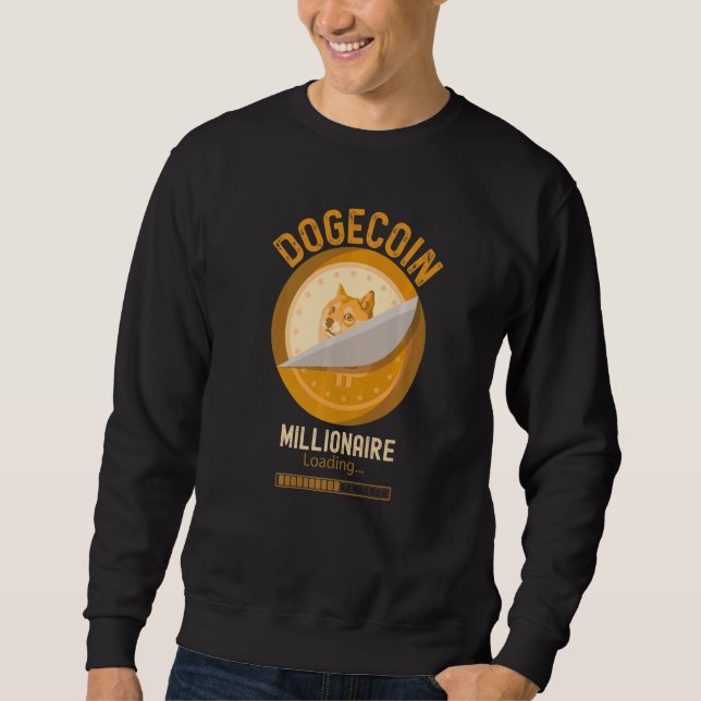 Dogecoin-miljonär laddar krypto kryptovaluta lång ärmad tröja (Framsida)