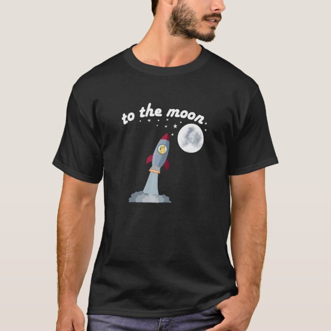 Dogecoin Rocket to Måne Crypto Currency Dogeco T Shirt (Framsida)
