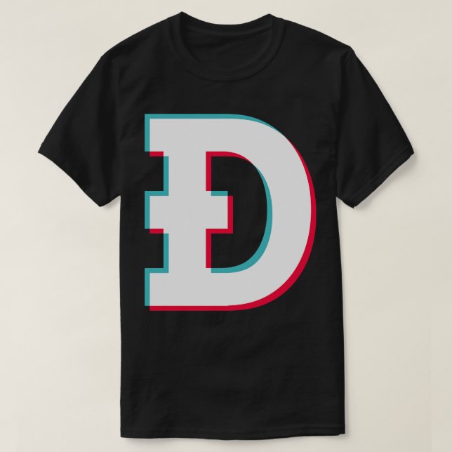 Dogecoin Social Media App Blue rosa glitch modern T Shirt (Design framsida)