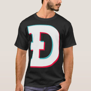 Dogecoin Social Media App Blue rosa glitch modern T Shirt
