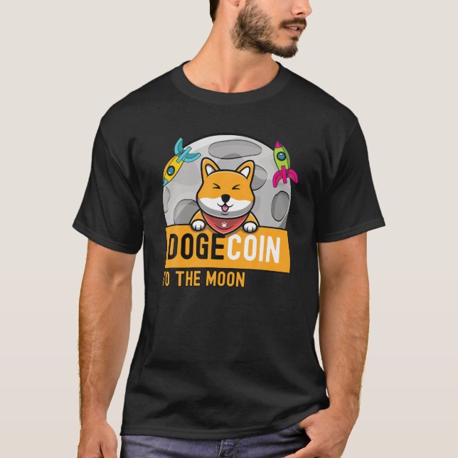 Dogecoin till kryptomemorandumet över Måne-docka T Shirt (Framsida)