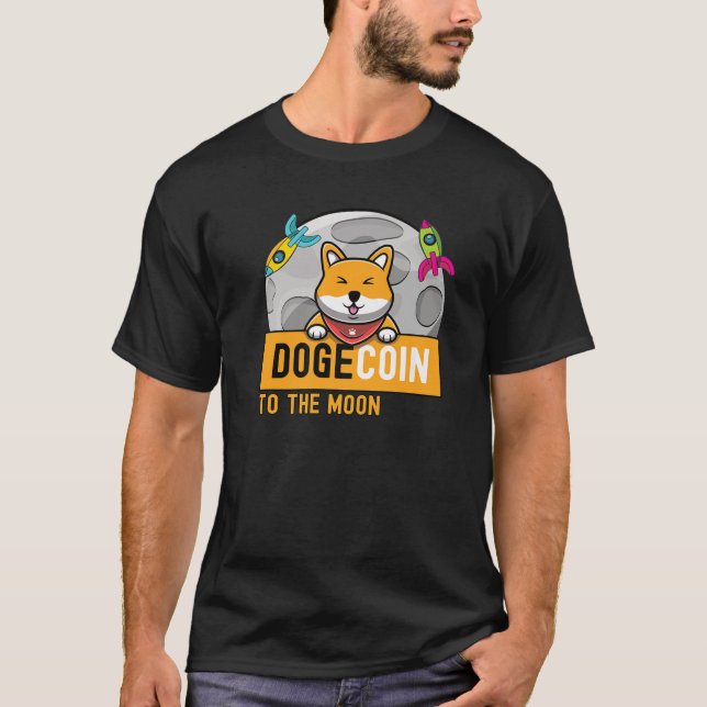 Dogecoin till kryptomemorandumet över Måne-docka T Shirt (Framsida)