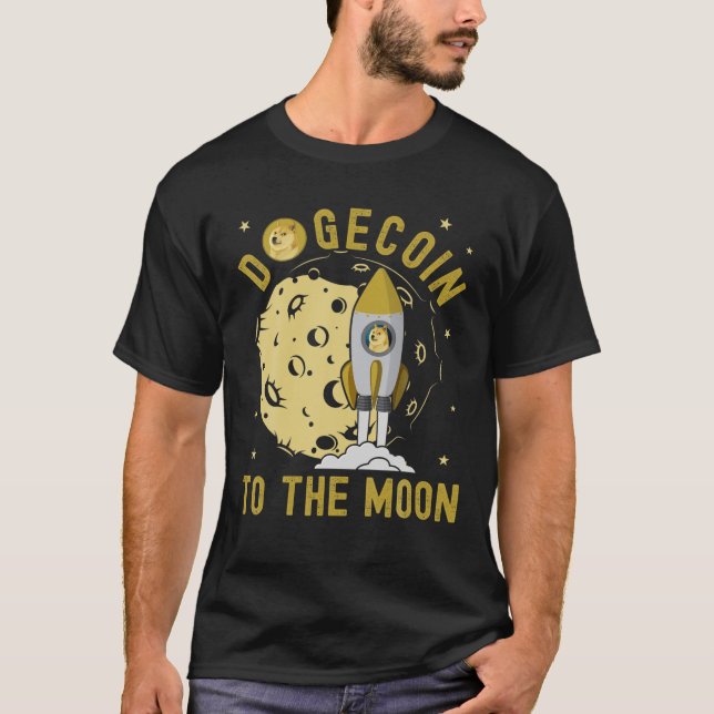 Dogecoin till Måne, Doge Kids Space Rocket Crypt T Shirt (Framsida)