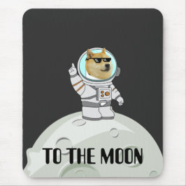 Dogecoin till måne lustig svart astronaut hund musmatta