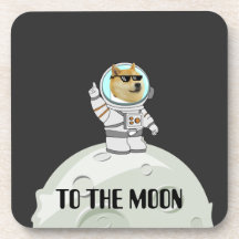 Dogecoin till måne lustig svart astronaut hund