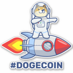 Dogecoin till Måne Rocket Man Space Doge Crypto Klistermärken