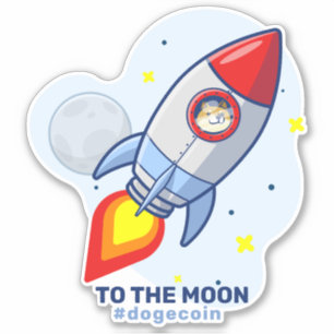Dogecoin till Måne Rocket Man Space Doge Crypto Klistermärken