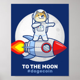 Dogecoin till Måne Rocket Man Space Doge Crypto Poster