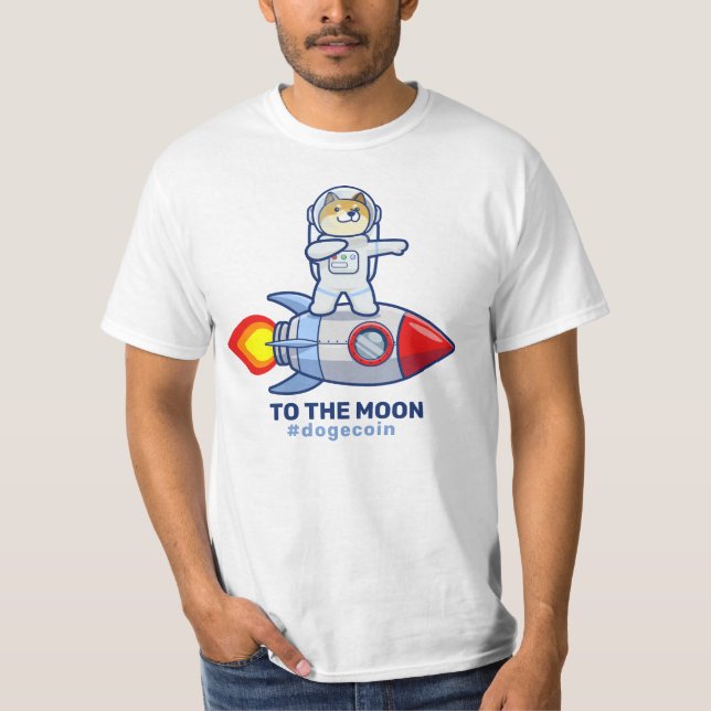 Dogecoin till Måne Rocket Man Space Doge Crypto T Shirt (Framsida)