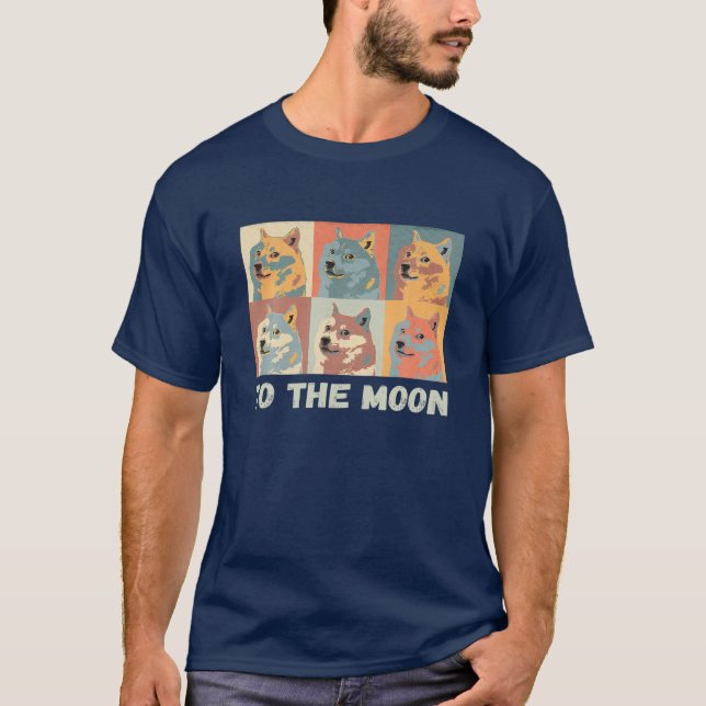 Dogecoin to Måne Crypto Meme Coin Shiba DOGE T T Shirt (Framsida)