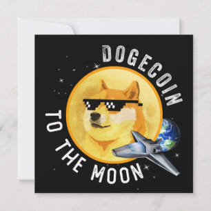 Dogecoin to Måne Funny Cryptocurrency Meme Mou Kort