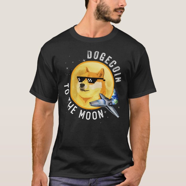 Dogecoin to Måne Funny Cryptocurrency Meme Mou T Shirt (Framsida)