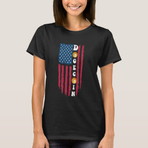 Dogecoin to Måne US Flagga Crypto Meme Doge Hodl T Shirt
