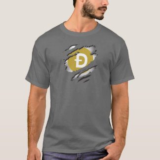 Dogecoin Torn Image (bild med Logotyp) Visa under T Shirt