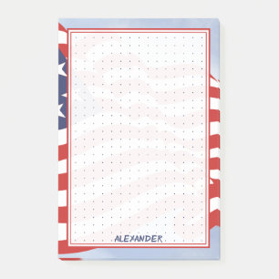 Doged Grid Patriotic American Flagga Illustration Post-it Block
