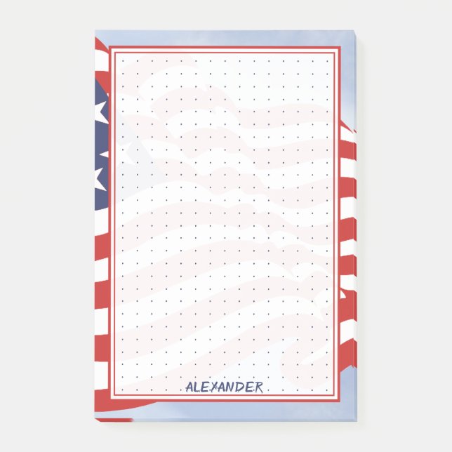 Doged Grid Patriotic American Flagga Illustration Post-it Block (Framsida)