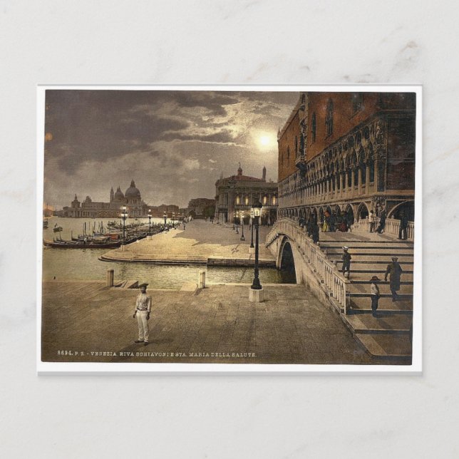 Doges' Palace and St. Mark's by moonlight, Venedig Vykort (Framsida)