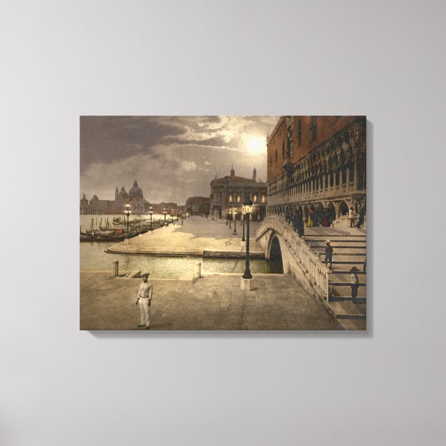 Doges palats av Moonlight, Venedig, Italien Canvastryck (Framsida)