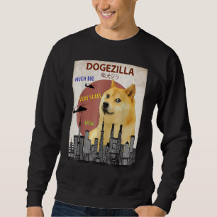 Dogezilla T- Funny Doge Memes Shiba Inu Hund Lång Ärmad Tröja