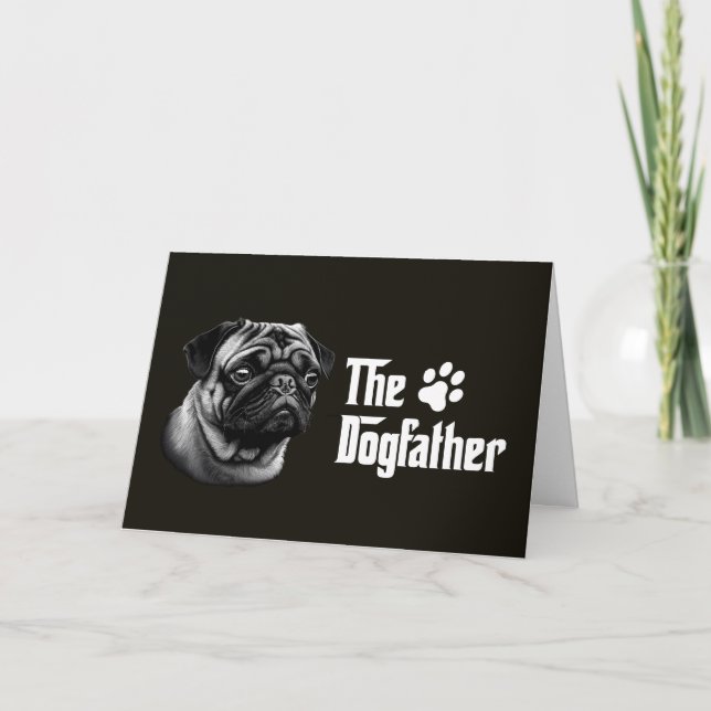 Dogfather Pug Birthday Card Tack Kort (Framsida)