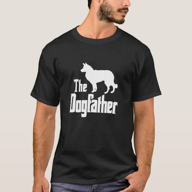 Dogfather - Rolig hund Gift, Funny Gräns Colli T Shirt (Framsida)