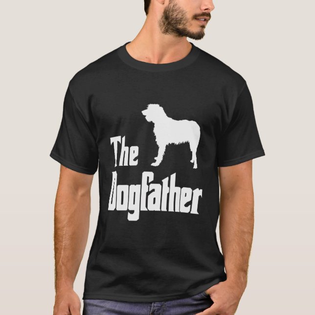 Dogfather Rolig hund Gift Funny Irish Wolfhound T Shirt (Framsida)