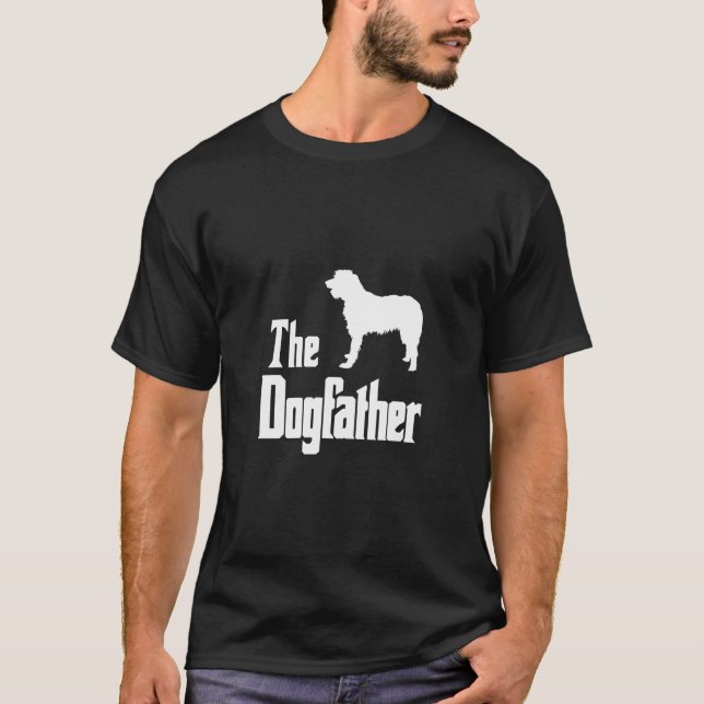 Dogfather Rolig hund Gift Funny Irish Wolfhound T Shirt (Framsida)