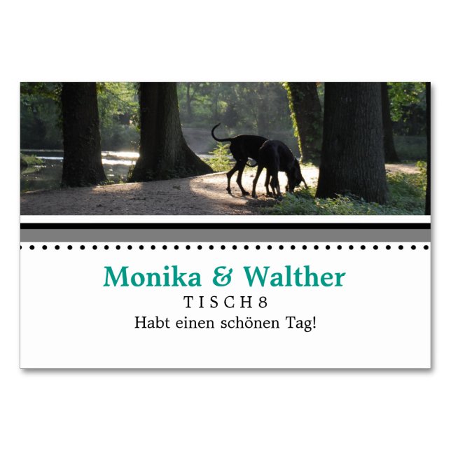 Doggenfoto Tischkarten Bordsnummer (Framsidan)