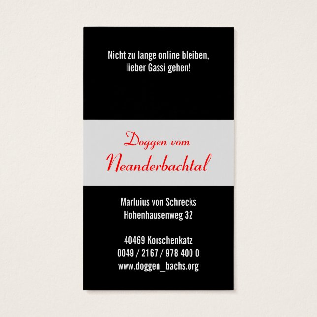 Doggenzucht Visitkort (Baksidan)