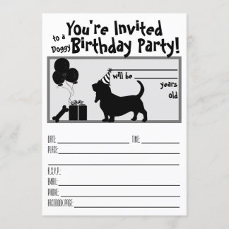 Doggie Birthday Basset-inbjudan Inbjudningar