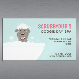 Doggie Bubble Bath | Roligt Pet Groomer | TVÄTTAT  Magnetiska Visitkort