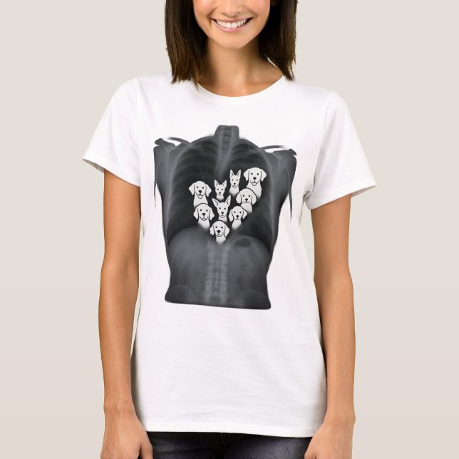 Doggie Heart X-Ray - Rolig hund Älskare-design T Shirt (Framsida)