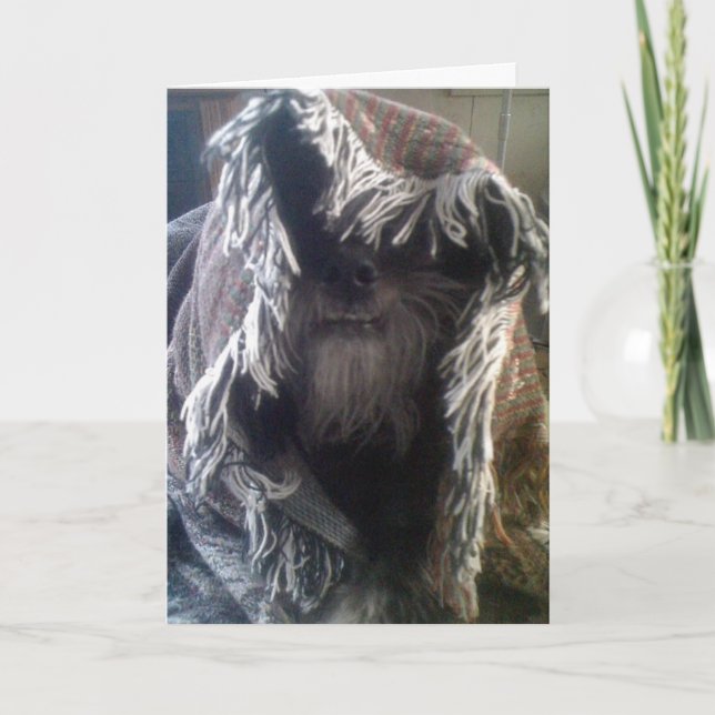 DOGGIE IN BLANKETS SAYS "HEJ" KORT (Framsida)