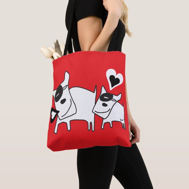 Doggie Kärlek Talk Heart Tote Bag Tygkasse (Närbild)