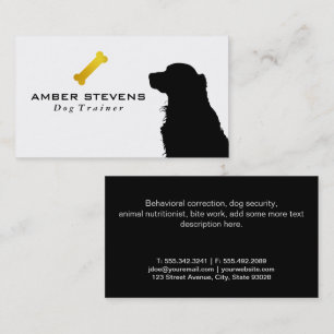 Doggie Silhouette   Guld Hund Bone Visitkort