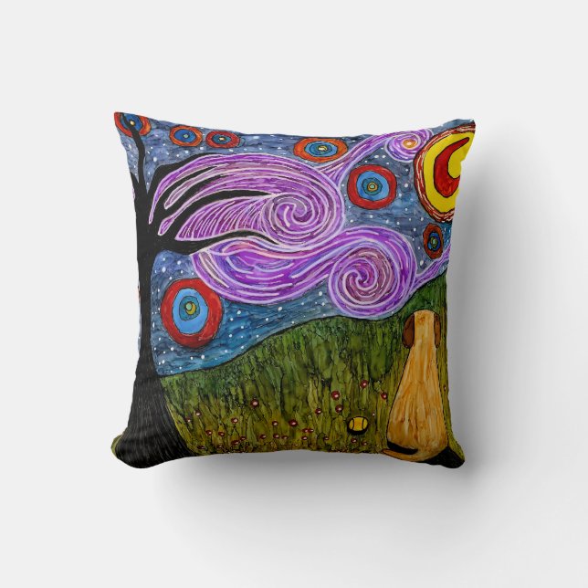 Doggie Starry Night Decorative Pillow Kudde (Framsida)