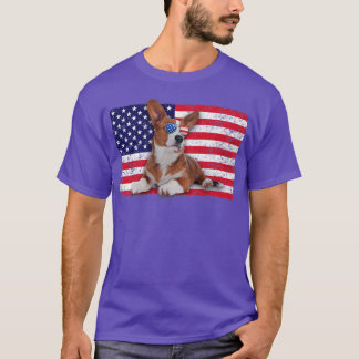Doggie USA Dog Owner USA Lover Corgi USA Flag  T Shirt