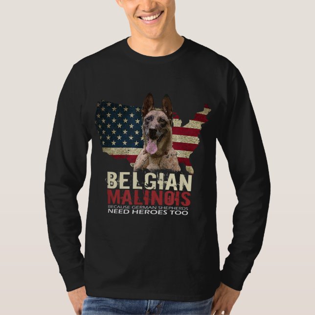 Doggie USA Hundägare USA Älskare belgisk Malinois  T Shirt (Framsida)