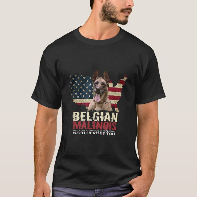 Doggie USA Hundägare USA Älskare belgisk Malinois  T Shirt (Framsida)